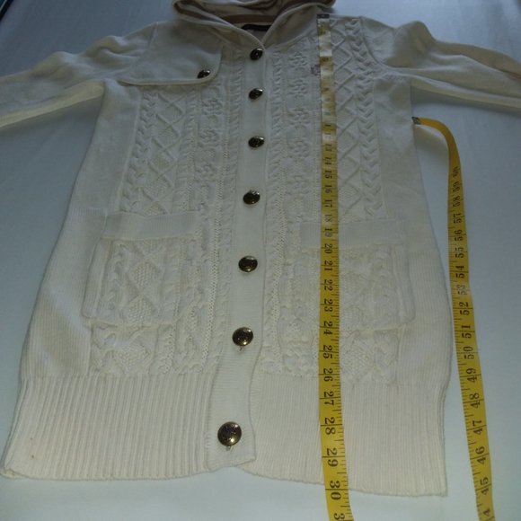 Beautiful long hooded cable knit cardigan sweater - Picture 8 of 8